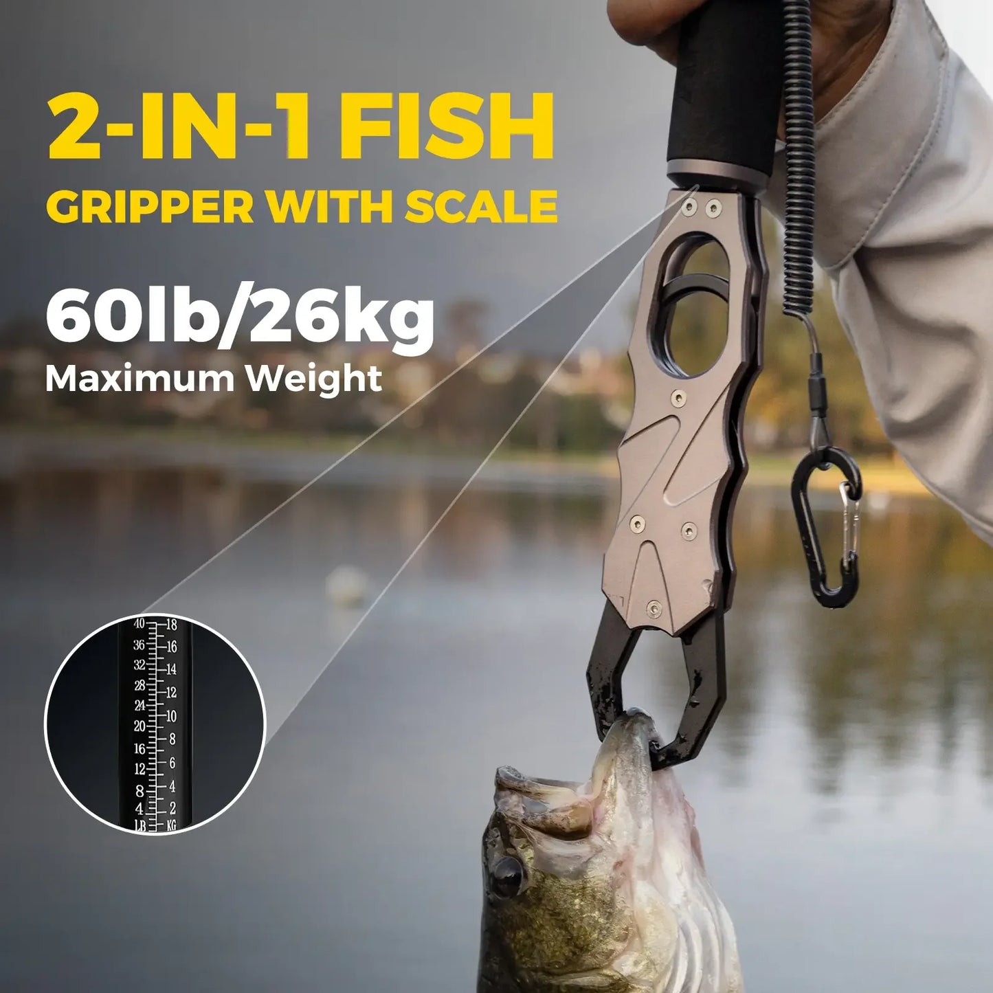 Fish Gripper With Scale Aircraft Grade Aluminum 40lb Heavy Duty