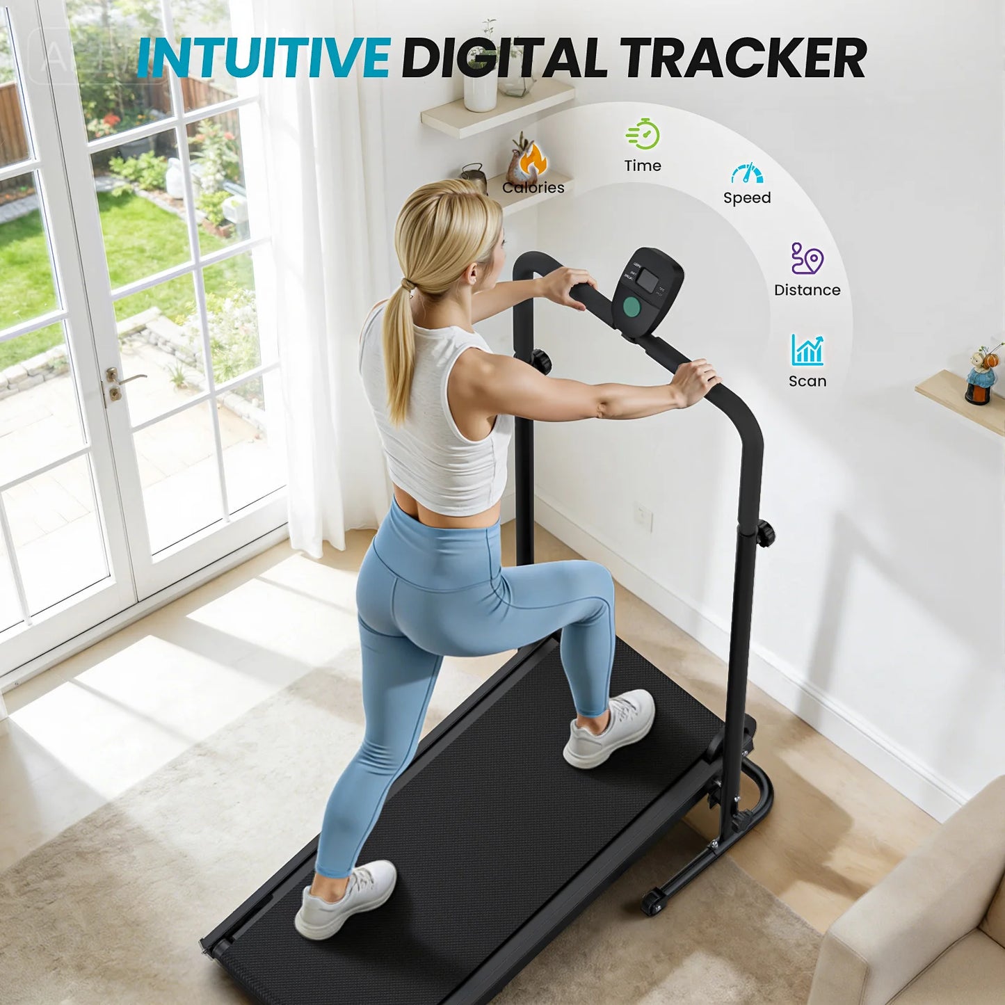 AKLUER Non Motorized Foldable Treadmill With Dual Flywheels