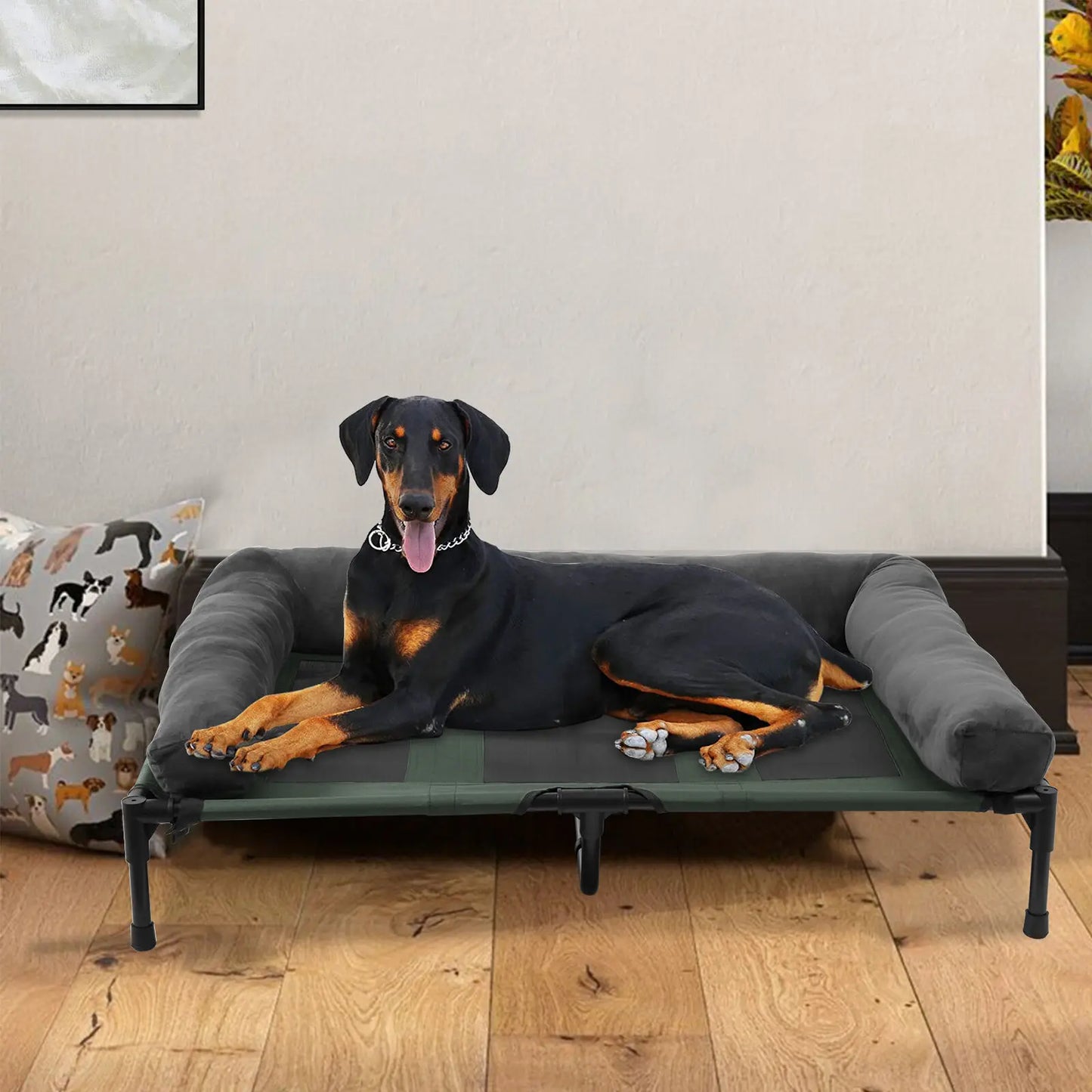 BINGOPAW Elevated Pet Lounger Bed With Detachable Bolster Cooling