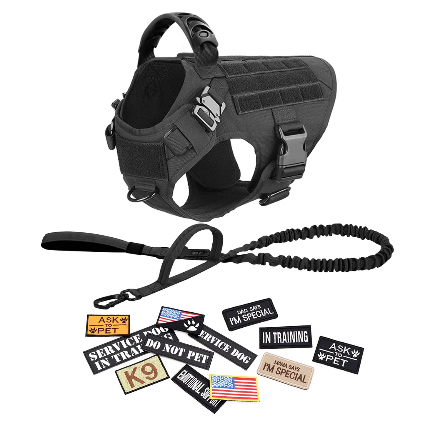 Military Dog Harness Vest Set For Malinois Training Tactical Accessories