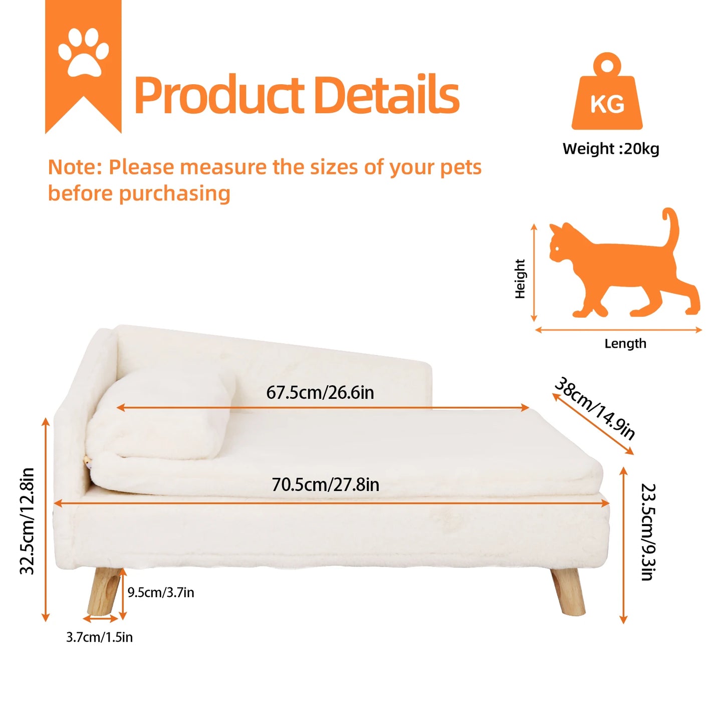 Bingopaw Waterproof Elevated Pet Bed Nordic Stool With Cozy Pad