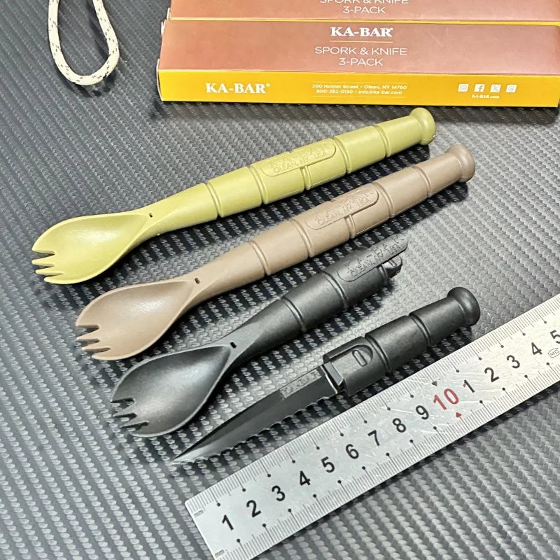 Mini Tactical Cutlery Set EDC Fork Spoon Knife for Camping