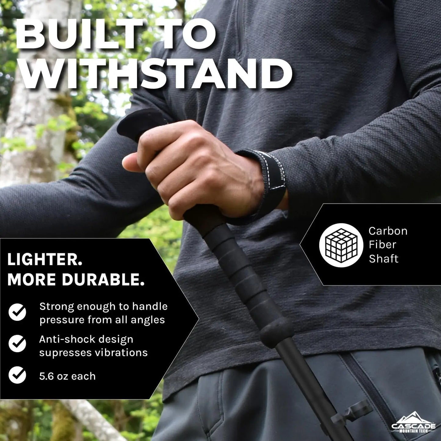 Carbon Fiber Trekking Poles Lightweight Adjustable With Quick Lock System