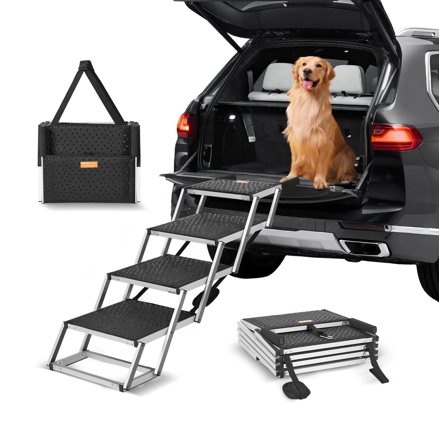 SucceBuy Car Dog Steps Folding Portable Pet Stairs 150 Lbs