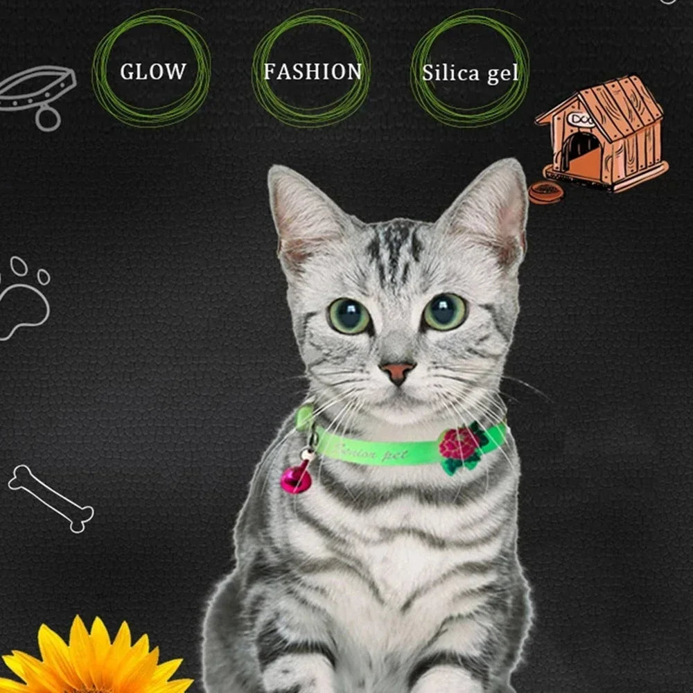 Luminous Cat Necklace Silicone Glow Collar With Bell