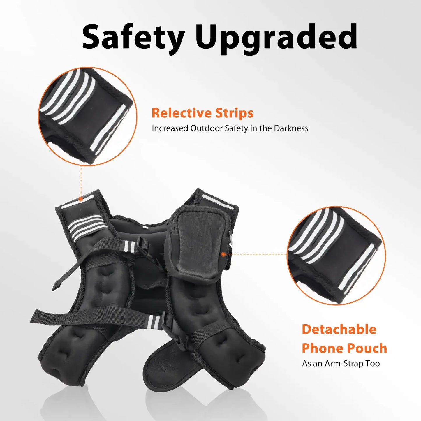 12lb 16lb Weighted Vest With Adjustable Straps And Reflective Stripe