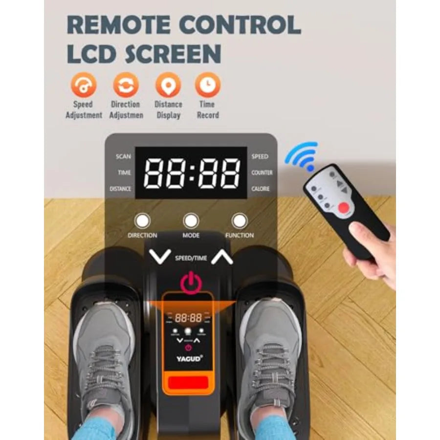 Under Desk Electric Elliptical Leg Exerciser for Seniors 13 Adjustable Speeds Quiet Portable Seated Pedal Trainer with Remote C