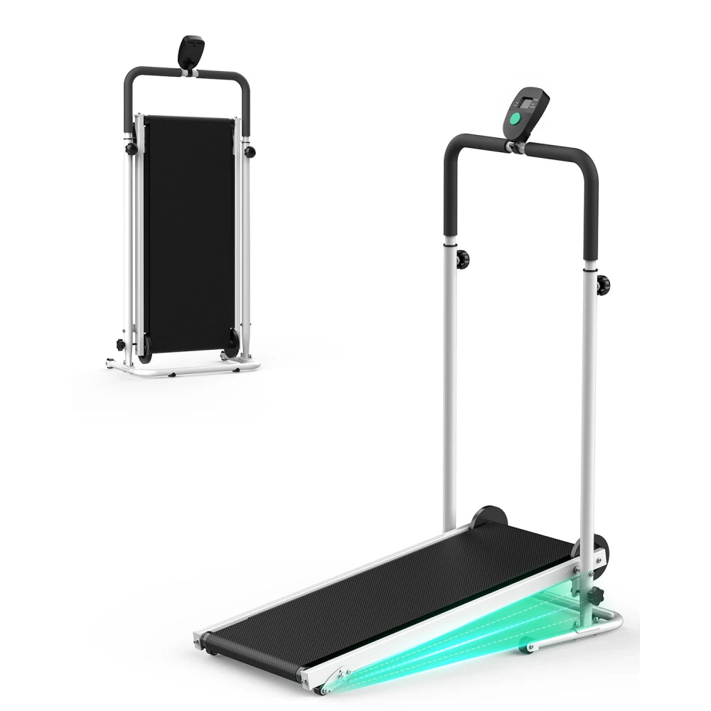 AKLUER Non Motorized Foldable Treadmill With Dual Flywheels